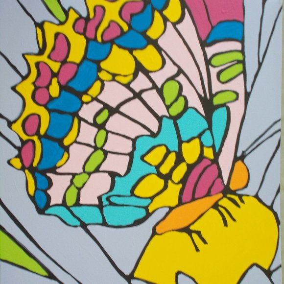 Butterfly Fun acrylic painting Other - Butterfly Fun acrylic painting, 18"x24"